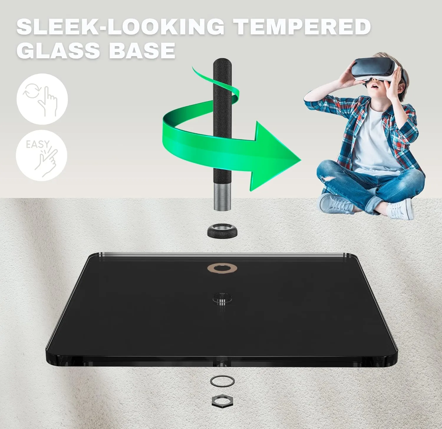 Skywin 2 Pack VR Glass Stand - Compatible with HTC VR Sensors - Base Station for Vive Steam VR and Rift Constellation Sensors (with Cable)