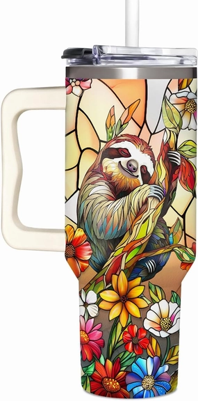 Sloth Gifts for Women - Suncatcher Sloth Cup for Birthday, Christmas - Gifts for Sloths Lovers Tumbler 40oz with Handle