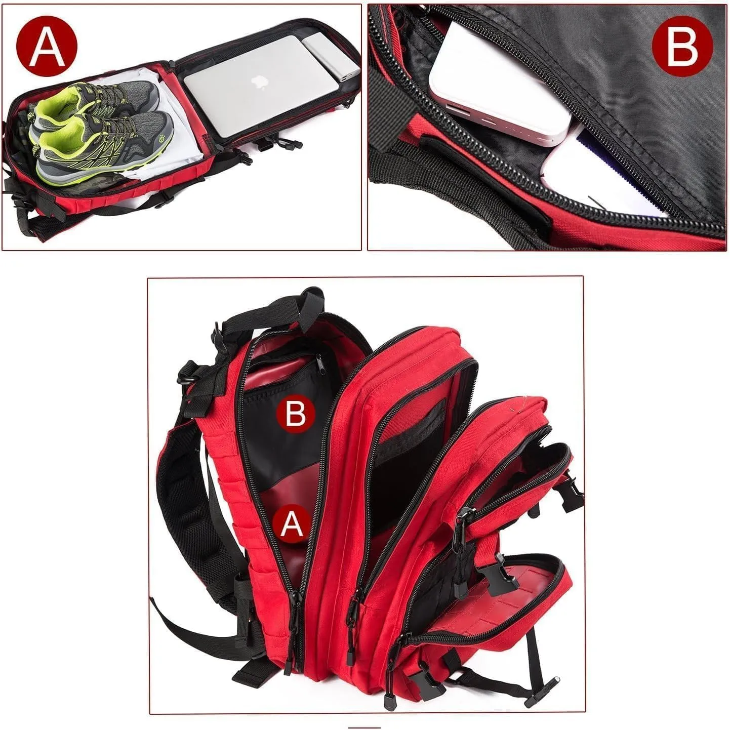 Small 30L Assault Backpack Military Tactical Backpack Tactical Bag for Outdoor Hiking Camping Travel Army Hunting Rucksack (RED)
