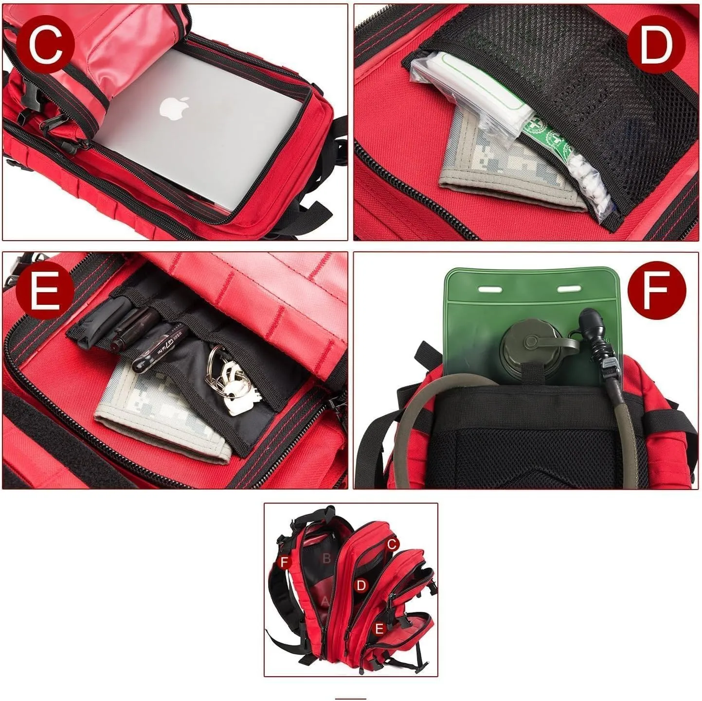 Small 30L Assault Backpack Military Tactical Backpack Tactical Bag for Outdoor Hiking Camping Travel Army Hunting Rucksack (RED)