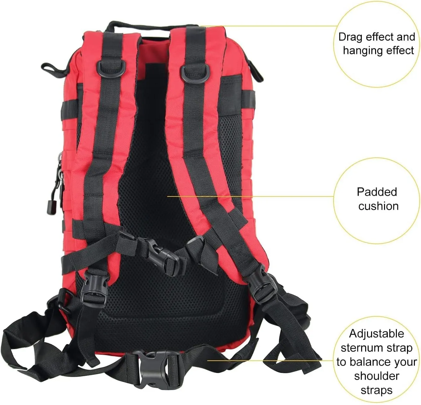 Small 30L Assault Backpack Military Tactical Backpack Tactical Bag for Outdoor Hiking Camping Travel Army Hunting Rucksack (RED)