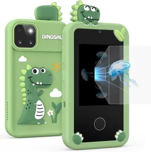 Smart Phone Toy for Boys 3-9, Touchscreen Kids Phone with Dual Camera, Mini Device for Birthday, Games, Music Player, 32G Card (Green)