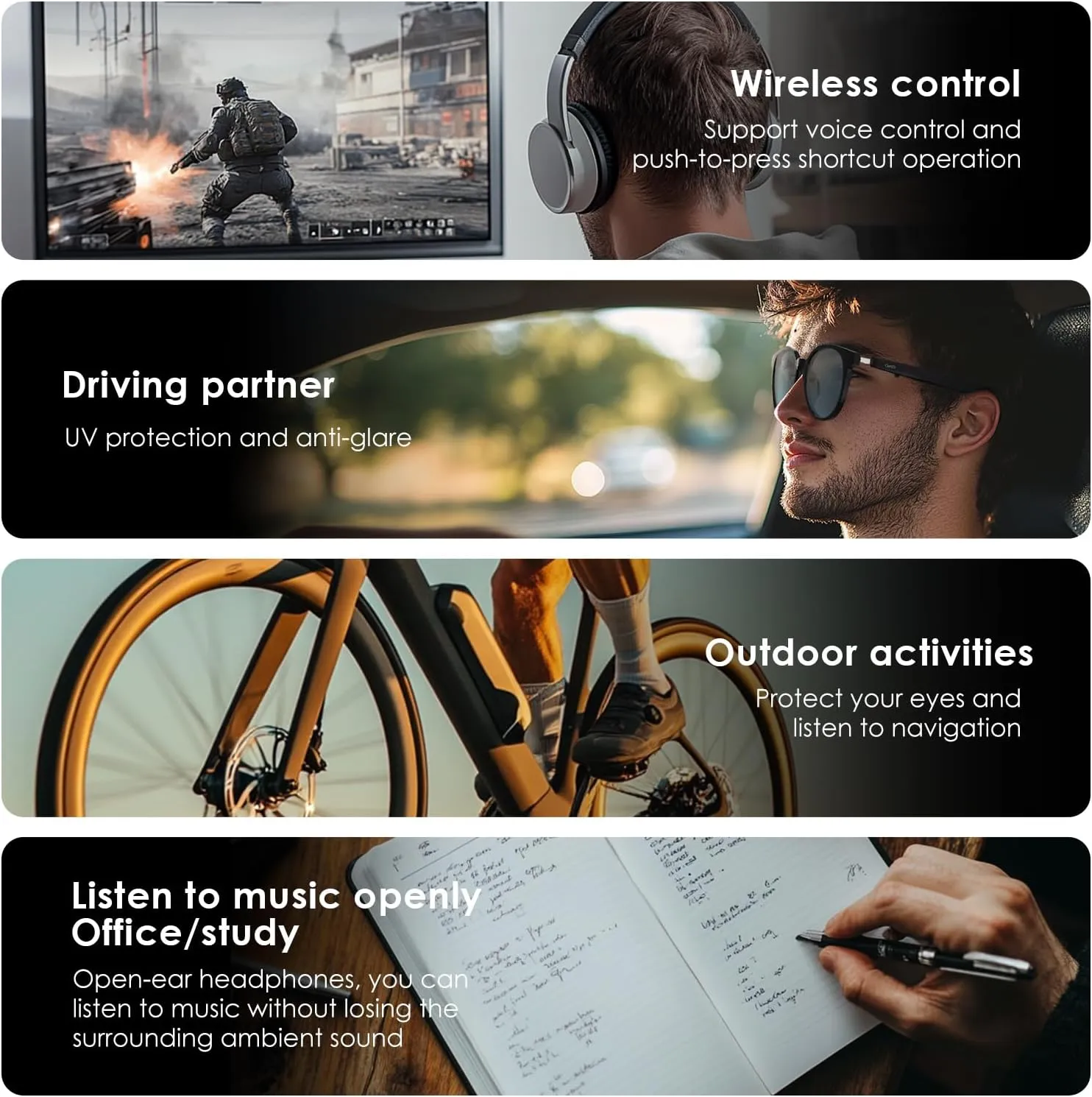 Smart Sunglasses, Round Polarized Lens Bluetooth Glasses for Women and Men with Speaker, Music Glasses AI Translator, 11H Battery Life, Voice Control, Smart Eyewear for Travel Driving Meeting