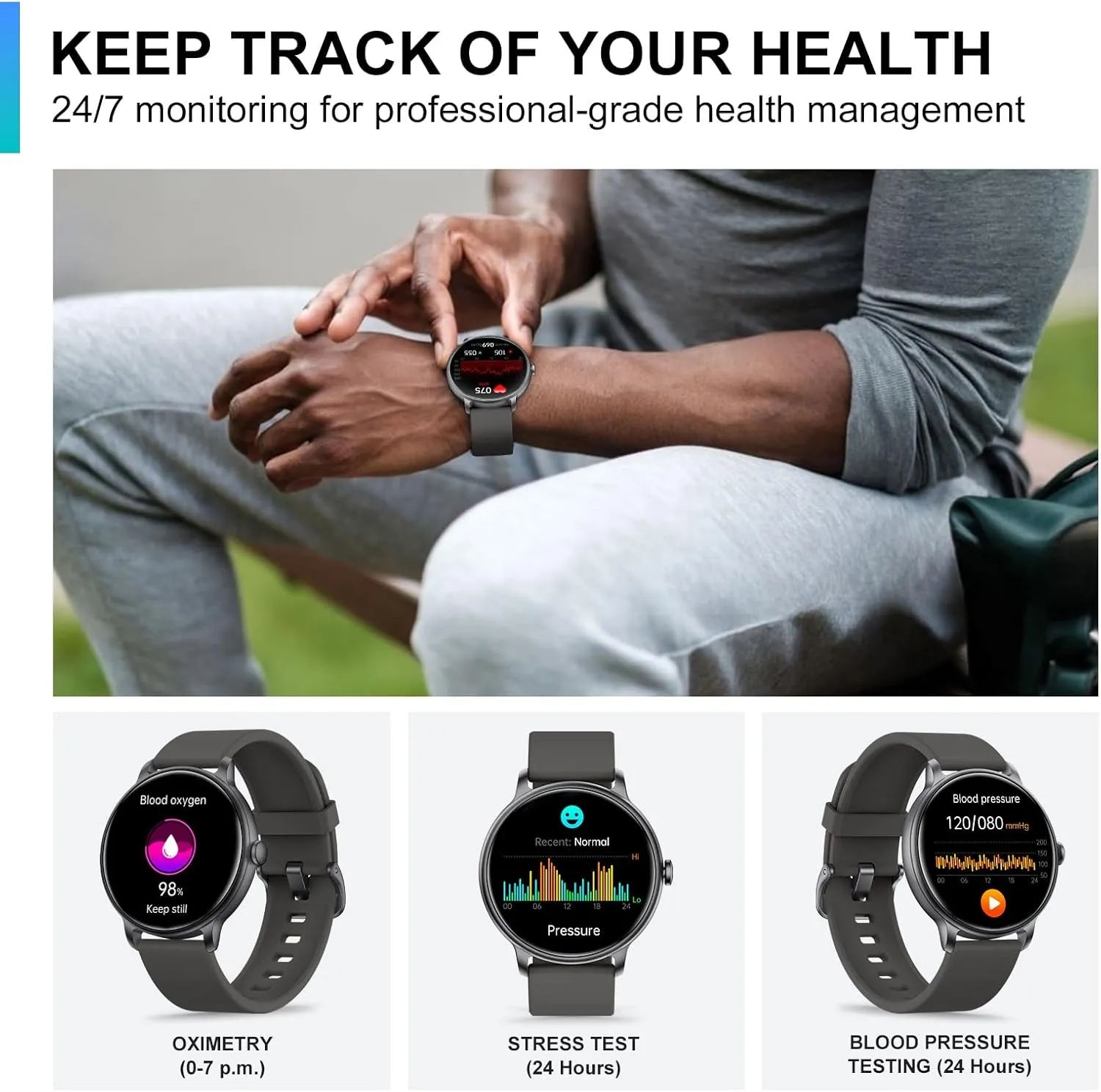 Smart Watch, 1.43'' AMOLED Smart Watches for Men Women (Answer/Make Call), Fitness Tracker with Heart Rate/Sleep Monitor, IP68 Waterproof Activity Tracker, Pedometer for Android iOS