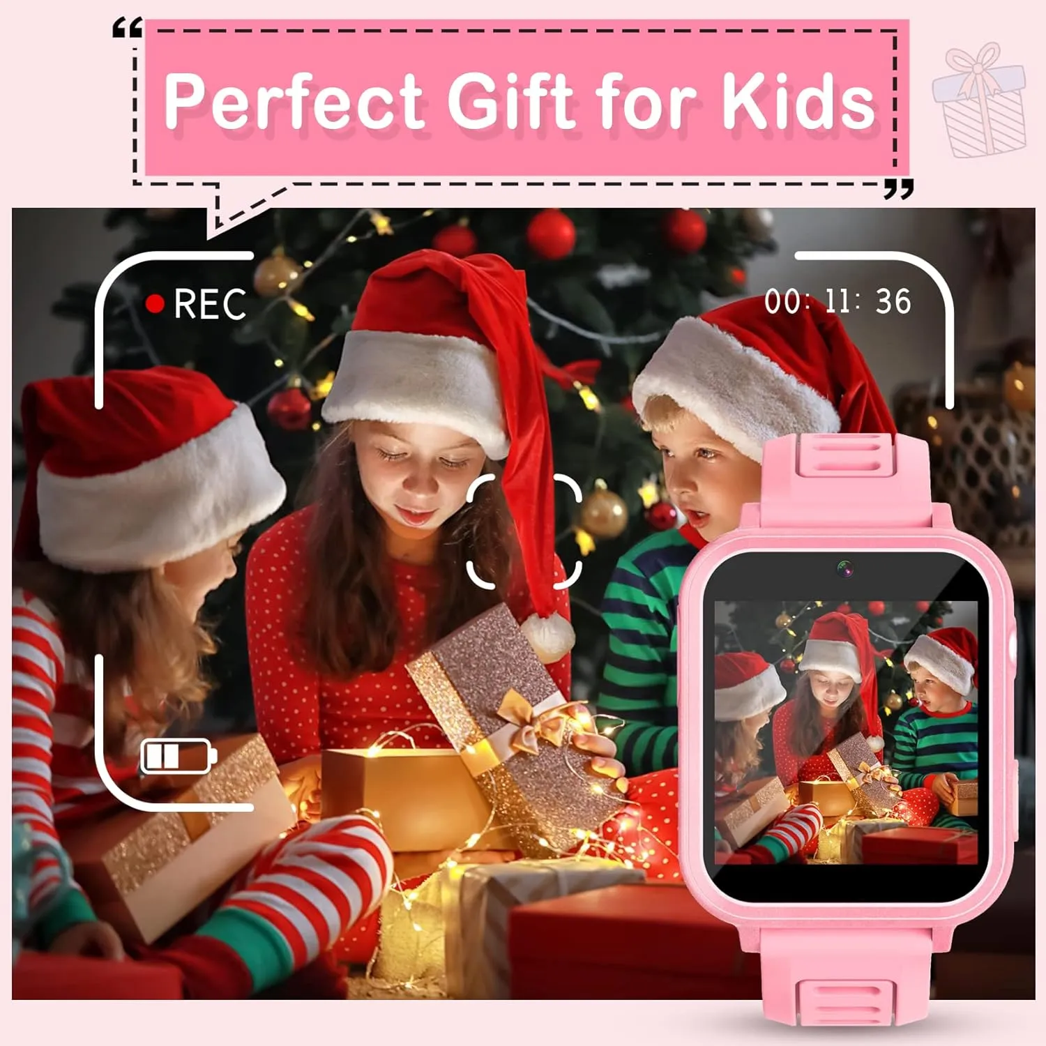 Smart Watch for Kids, Toddler Watch Toys with 24 Games Camera Video Recorder Music Alarm Calculator Calendar Stopwatch Flashlight Pedometer Birthday Gift Toys for 3-12 Year Old Boys and Girls (Pink)