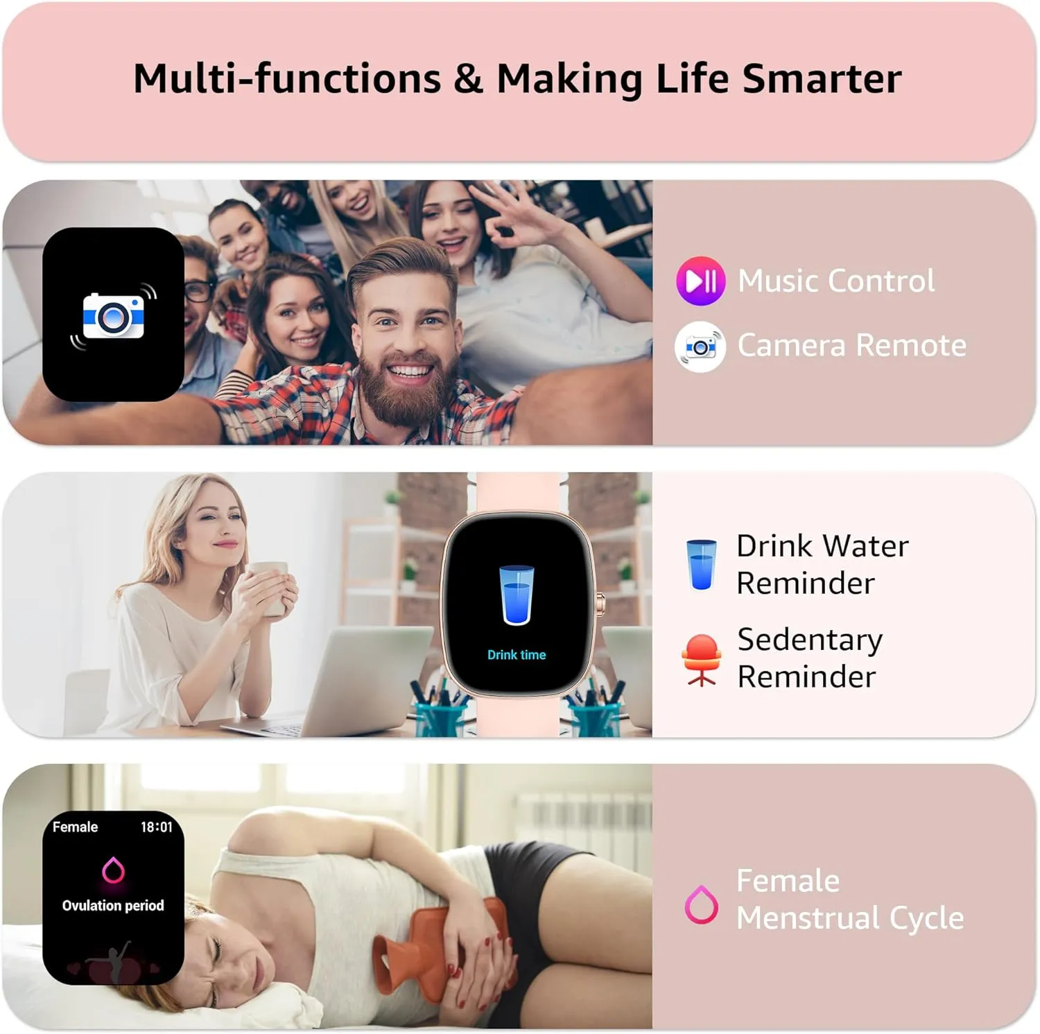 Smart Watch for Men Women Make/Answer Calls,1.83"Fitness Tracker with Sleep Tracker/Blood Pressure/Heart Rate Monitor,Pedometer,100  Sport Modes,IP68 Waterproof,350 Mah, Compatible with Android&iPhone