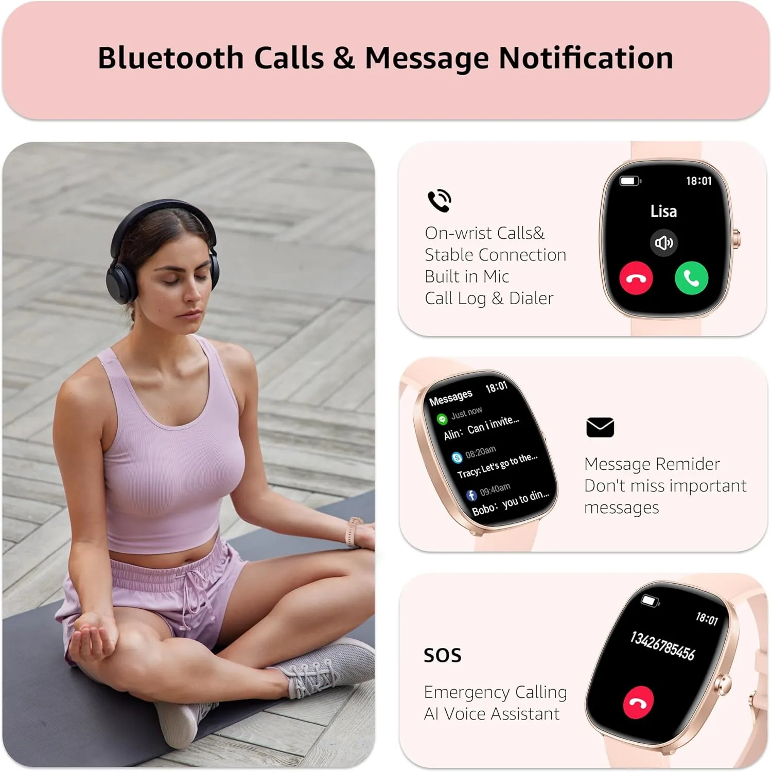 Smart Watch for Men Women Make/Answer Calls,1.83"Fitness Tracker with Sleep Tracker/Blood Pressure/Heart Rate Monitor,Pedometer,100  Sport Modes,IP68 Waterproof,350 Mah, Compatible with Android&iPhone