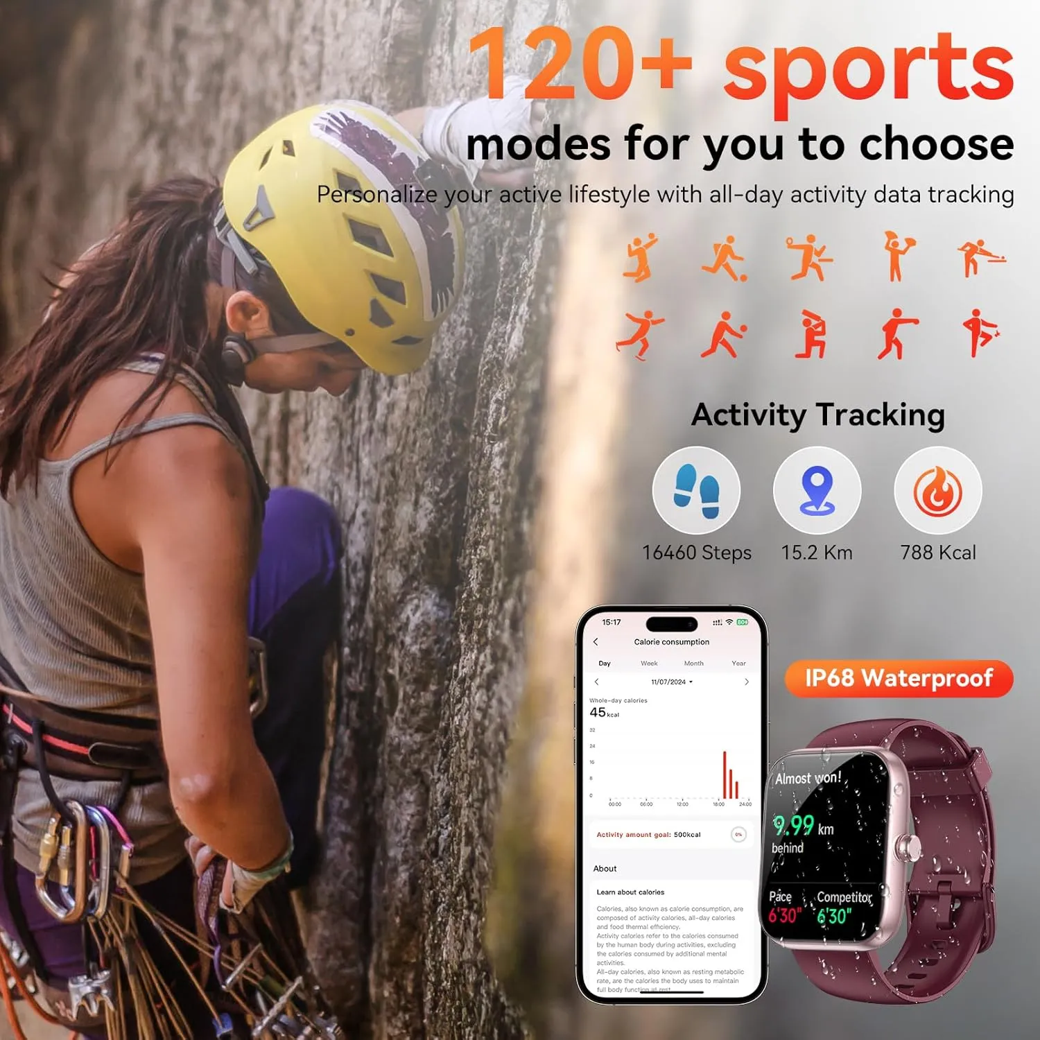 Smart Watch with Alexa & Bluetooth Calls, 1.83" HD Fitness Tracker for Men Women, IP68 Waterproof, 120  Workout Modes, 24/7 Heart Rate/Sleep Tracking, iOS Android Compatible (Red)
