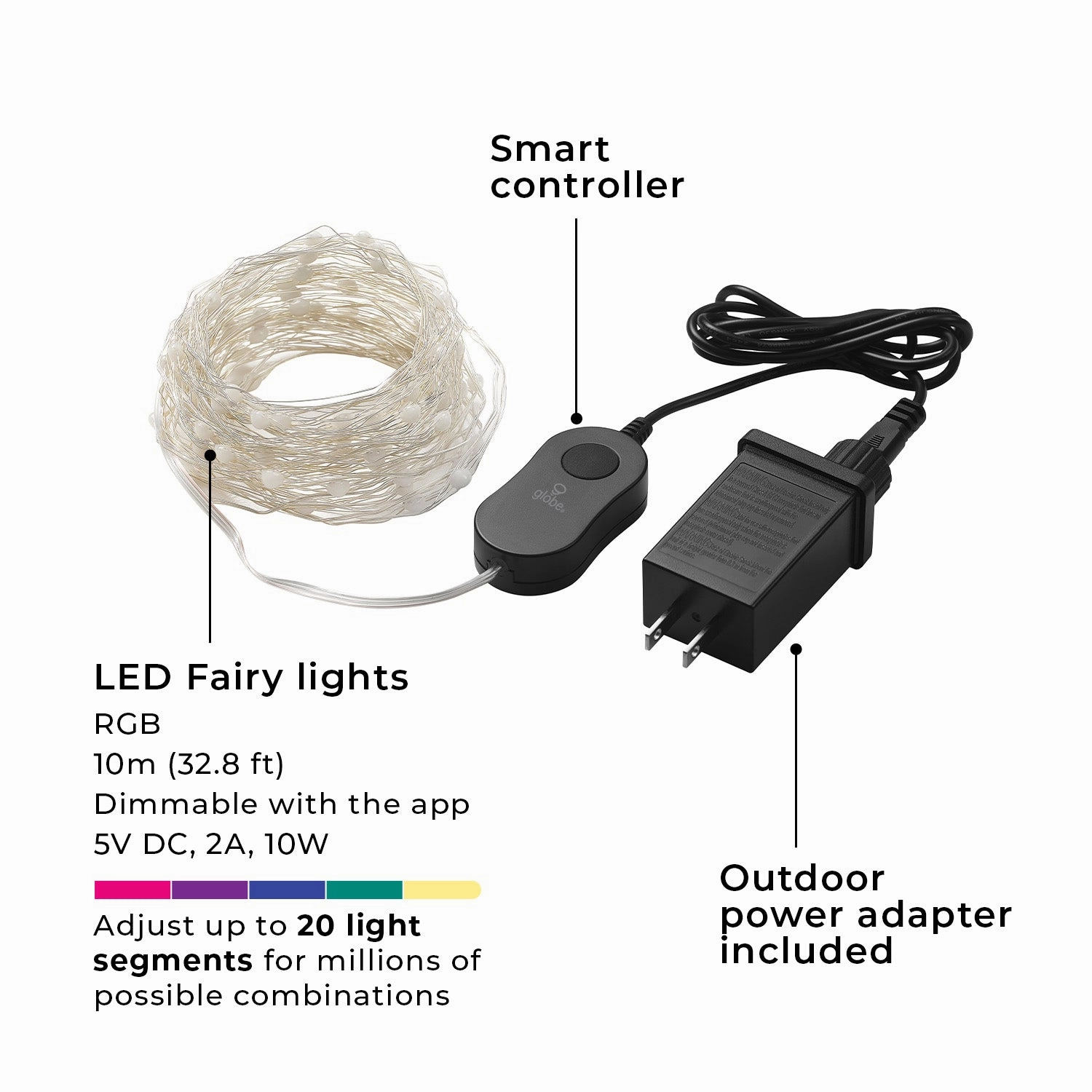Smart Color Changing RGB LED Plug-In Fairy Lights