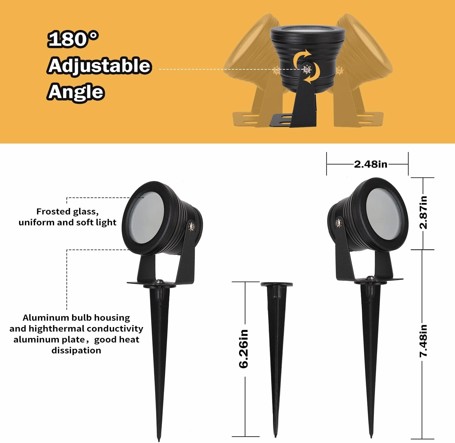Smart Outdoor Lights, 15W Halloween Spotlights with US Plug, 12V APP Control, Waterproof, Dimmable with Timer