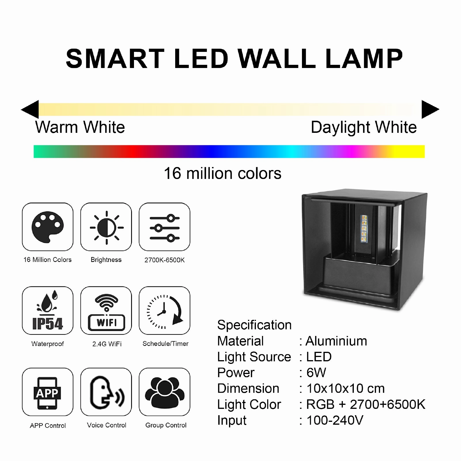 Smart Outdoor Wall Light 6W