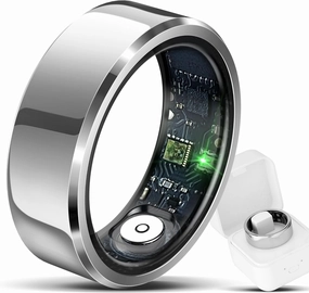 Smart Ring for Men & Women, Wellness & Fitness Tracker with Sleep/Step/Heart Rate/Blood Oxygen/Calorie Counter, IP68 Waterproof Wearable Ring for iOS Android Silver #12