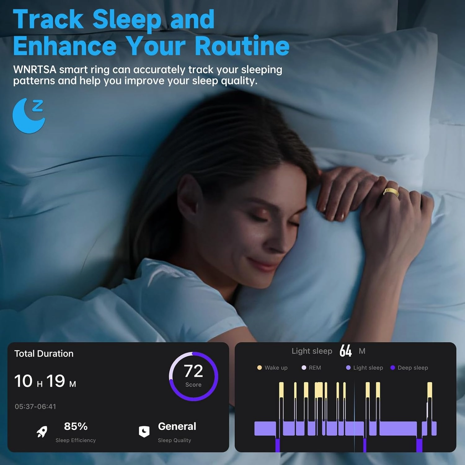 Smart Ring Health Tracker, Activity Tracker for Women & Men, No Subscription Required, Sleep & Heart Rate Monitor, Multi-Sport Modes, Compatible with iOS & Android