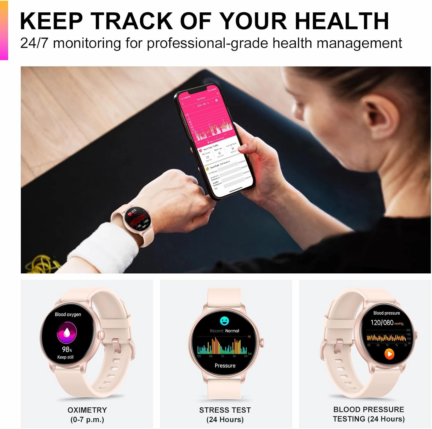 Smart Watch, 1.43'' AMOLED Smart Watches for Men Women (Answer/Make Call), Fitness Tracker with Heart Rate/Sleep Monitor, IP68 Waterproof Activity Tracker, Pedometer for Android iOS