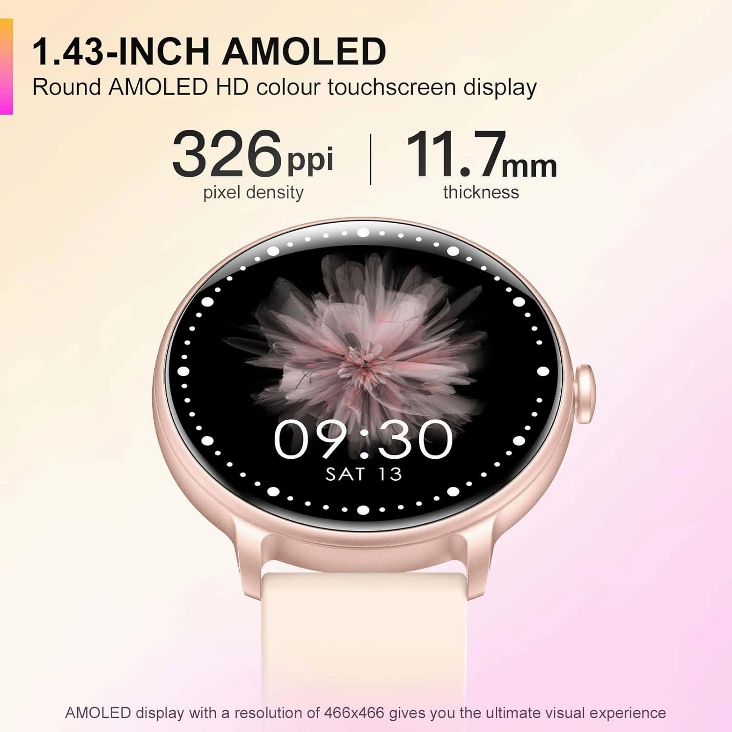 Smart Watch, 1.43'' AMOLED Smart Watches for Men Women (Answer/Make Call), Fitness Tracker with Heart Rate/Sleep Monitor, IP68 Waterproof Activity Tracker, Pedometer for Android iOS