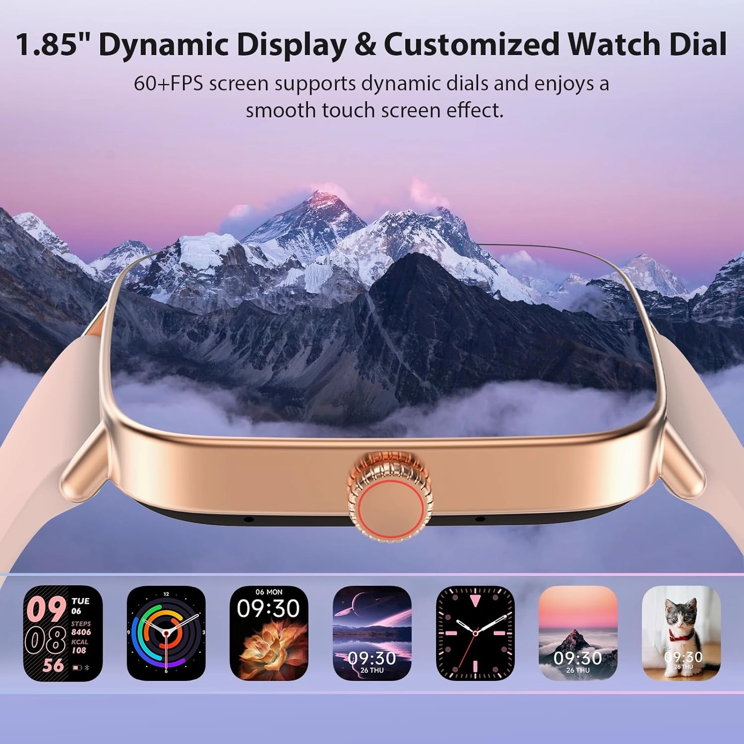 Smart Watch for Women, 2025 New Smartwatch (Answer/Make Call) for iPhone/Android, 1.85" HD Dynamic Dial Fitness Tracker with 110  Sport Modes, Sleep/Health Monitor, IP68 Waterproof, with 2 Bands