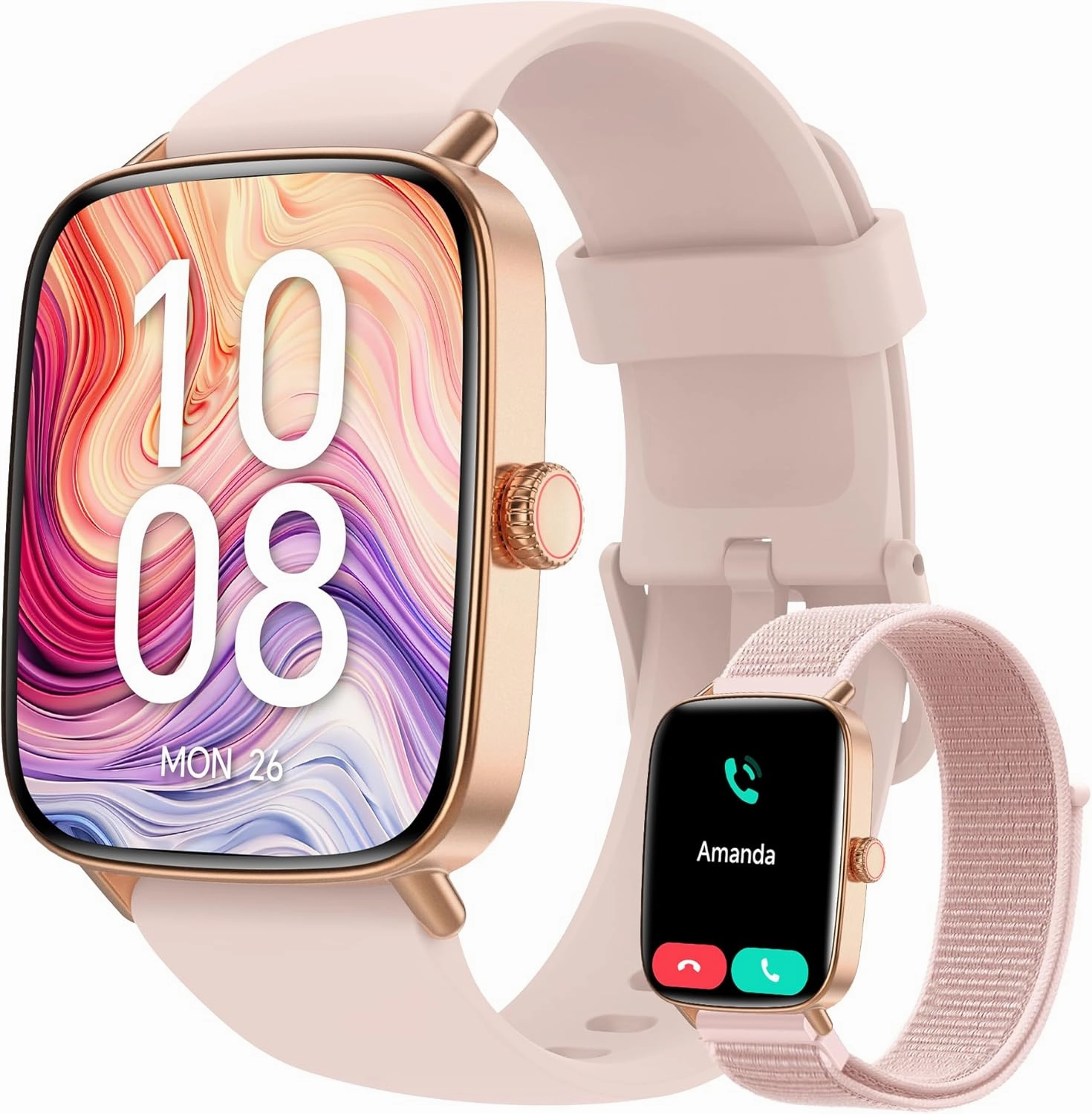 Smart Watch for Women, 2025 New Smartwatch (Answer/Make Call) for iPhone/Android, 1.85" HD Dynamic Dial Fitness Tracker with 110  Sport Modes, Sleep/Health Monitor, IP68 Waterproof, with 2 Bands