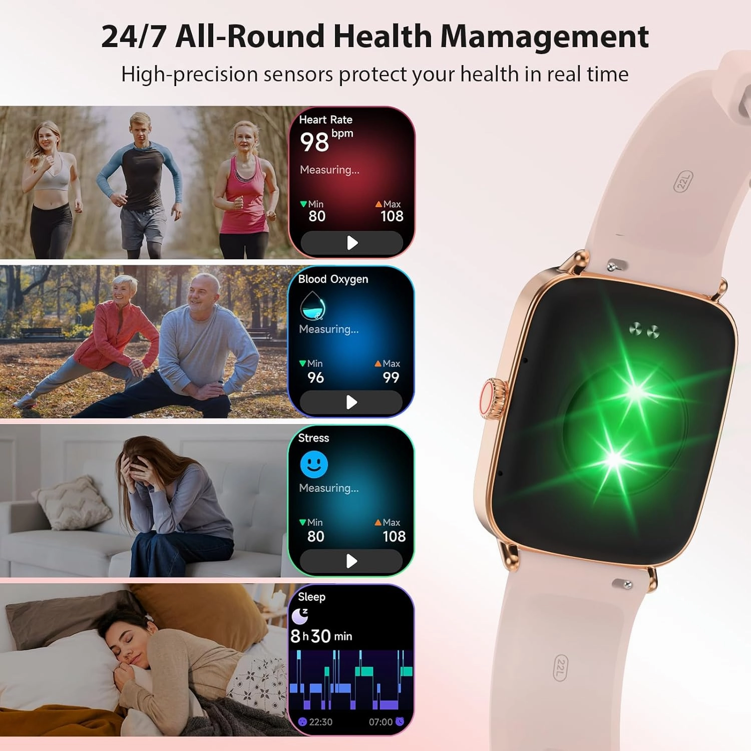 Smart Watch for Women, 2025 New Smartwatch (Answer/Make Call) for iPhone/Android, 1.85" HD Dynamic Dial Fitness Tracker with 110  Sport Modes, Sleep/Health Monitor, IP68 Waterproof, with 2 Bands