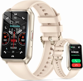 Smart Watch with Fitness Tracker, 1.57-Inch Display, Answer Calls, Sleep Monitor, IP68 Water Resistant (Gold)