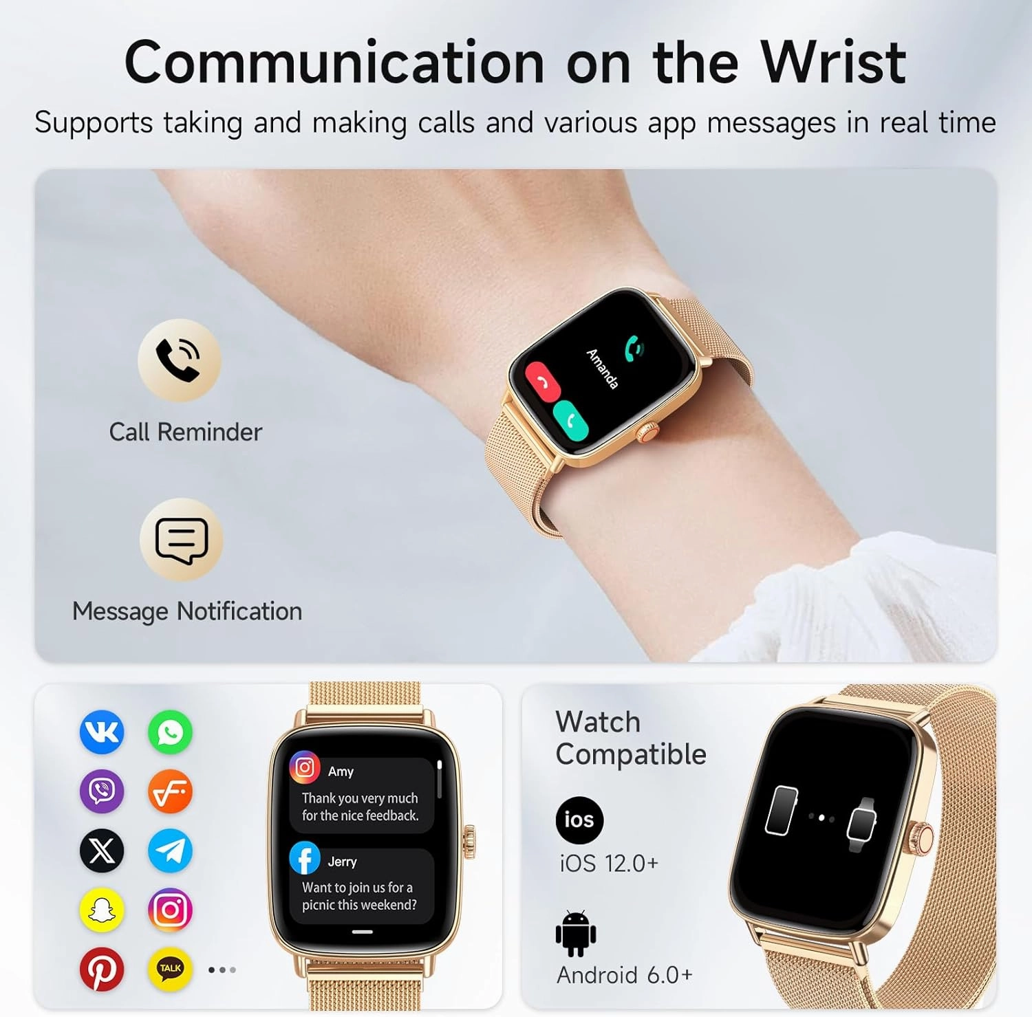 Smart Watches for Women, 1.85" HD Smartwatch (Answer/Make Calls), 100  Sport Fitness Watch with Heart Rate/Sleep/SpO2 Monitor, IP68 Waterproof Reloj Inteligente Compatible iPhone/Samsung/Android