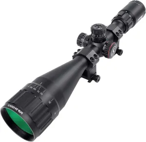 SNIPER MT 6-24x50 Rifle Scope with Red/Green/Blue Illuminated Reticle Riflescope, Adjustable Objective