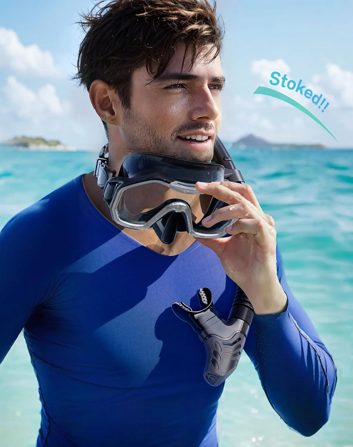 Snorkeling Gear for Adults Kids, Dry-Top Snorkel Set, 180°Panoramic Wide View Diving Mask Breathing Freely Snorkel Mask for Snorkeling Scuba Diving Swimming Travel