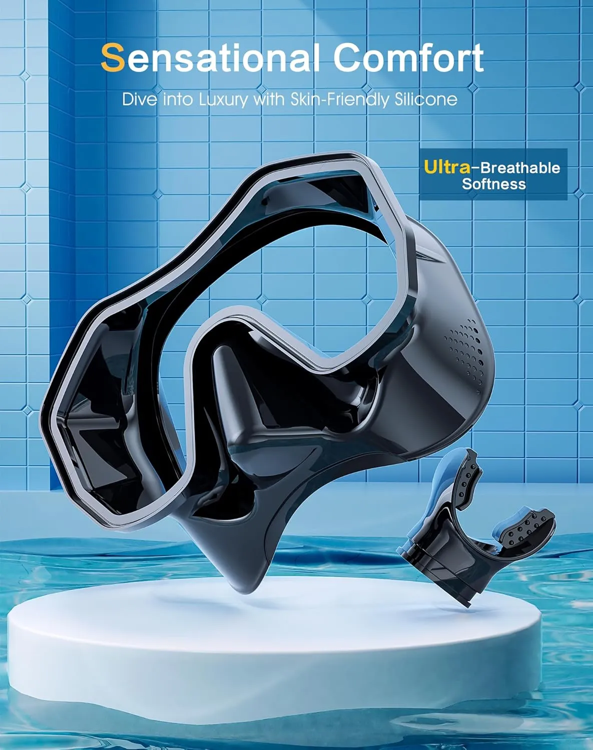 Snorkeling Gear for Adults Kids, Dry-Top Snorkel Set, 180°Panoramic Wide View Diving Mask Breathing Freely Snorkel Mask for Snorkeling Scuba Diving Swimming Travel