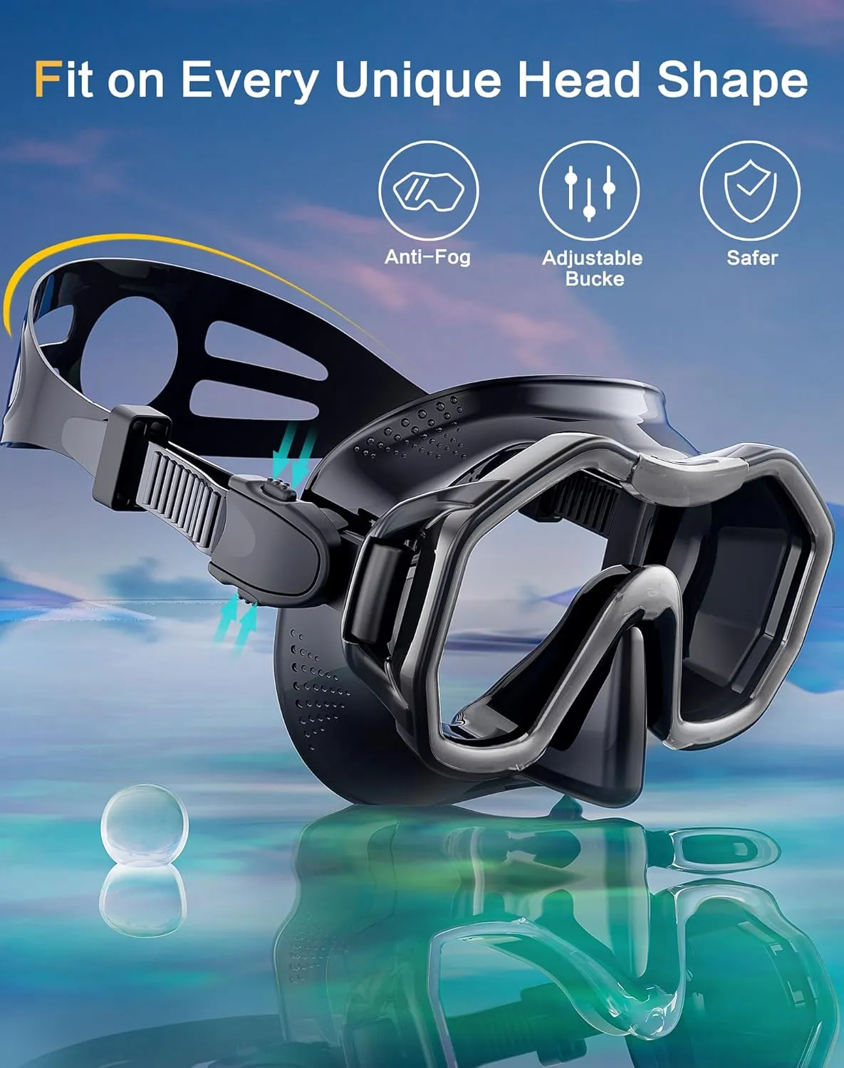 Snorkeling Gear for Adults Kids, Dry-Top Snorkel Set, 180°Panoramic Wide View Diving Mask Breathing Freely Snorkel Mask for Snorkeling Scuba Diving Swimming Travel