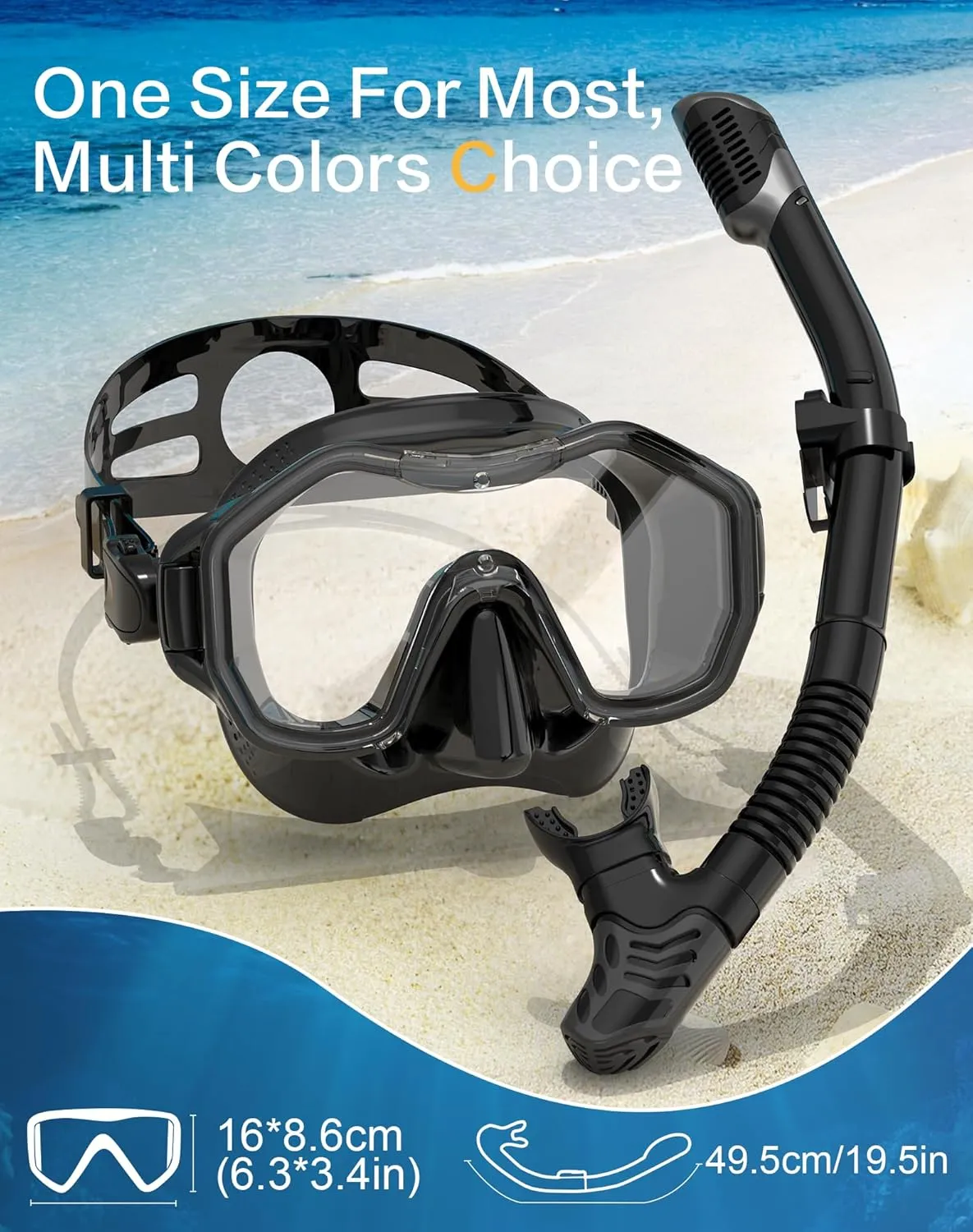 Snorkeling Gear for Adults Kids, Dry-Top Snorkel Set, 180°Panoramic Wide View Diving Mask Breathing Freely Snorkel Mask for Snorkeling Scuba Diving Swimming Travel