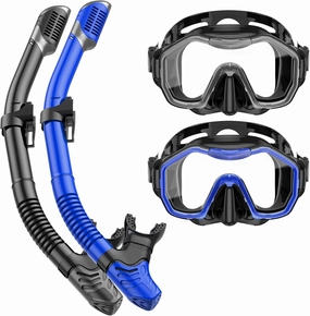 Snorkeling Gear for Adults Kids, Dry-Top Snorkel Set, 180°Panoramic Wide View Diving Mask Breathing Freely Snorkel Mask for Snorkeling Scuba Diving Swimming Travel