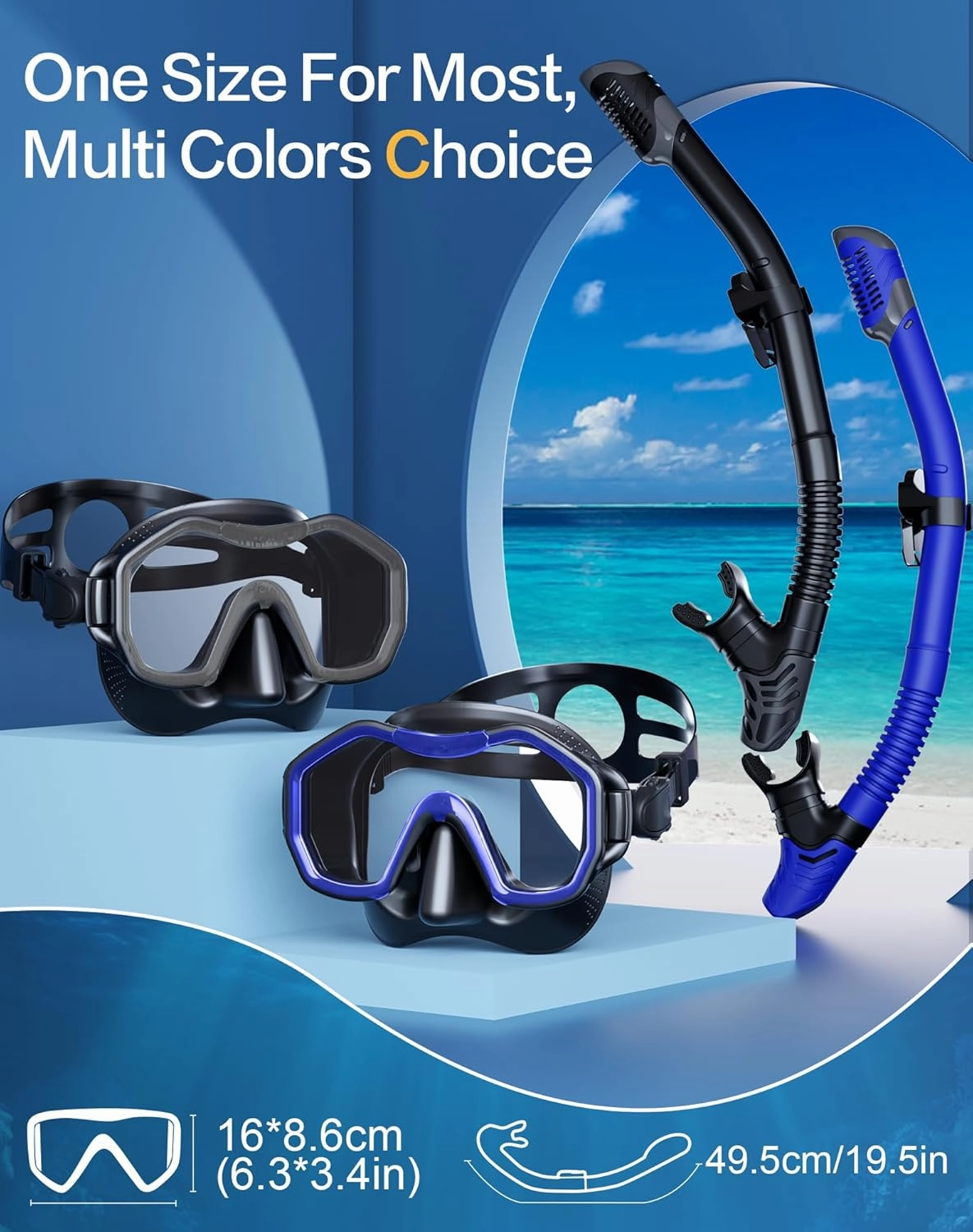 Snorkeling Gear for Adults Kids, Dry-Top Snorkel Set, 180°Panoramic Wide View Diving Mask Breathing Freely Snorkel Mask for Snorkeling Scuba Diving Swimming Travel