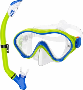 Snorkeling Gear for Kids with Foldable Silicone Full Dry Snorkel, Kids Snorkel Set Anti Leak Youth Junior Snorkeling Package Diving Mask Soft Tube with Mesh Bag Scuba Swimming Goggles