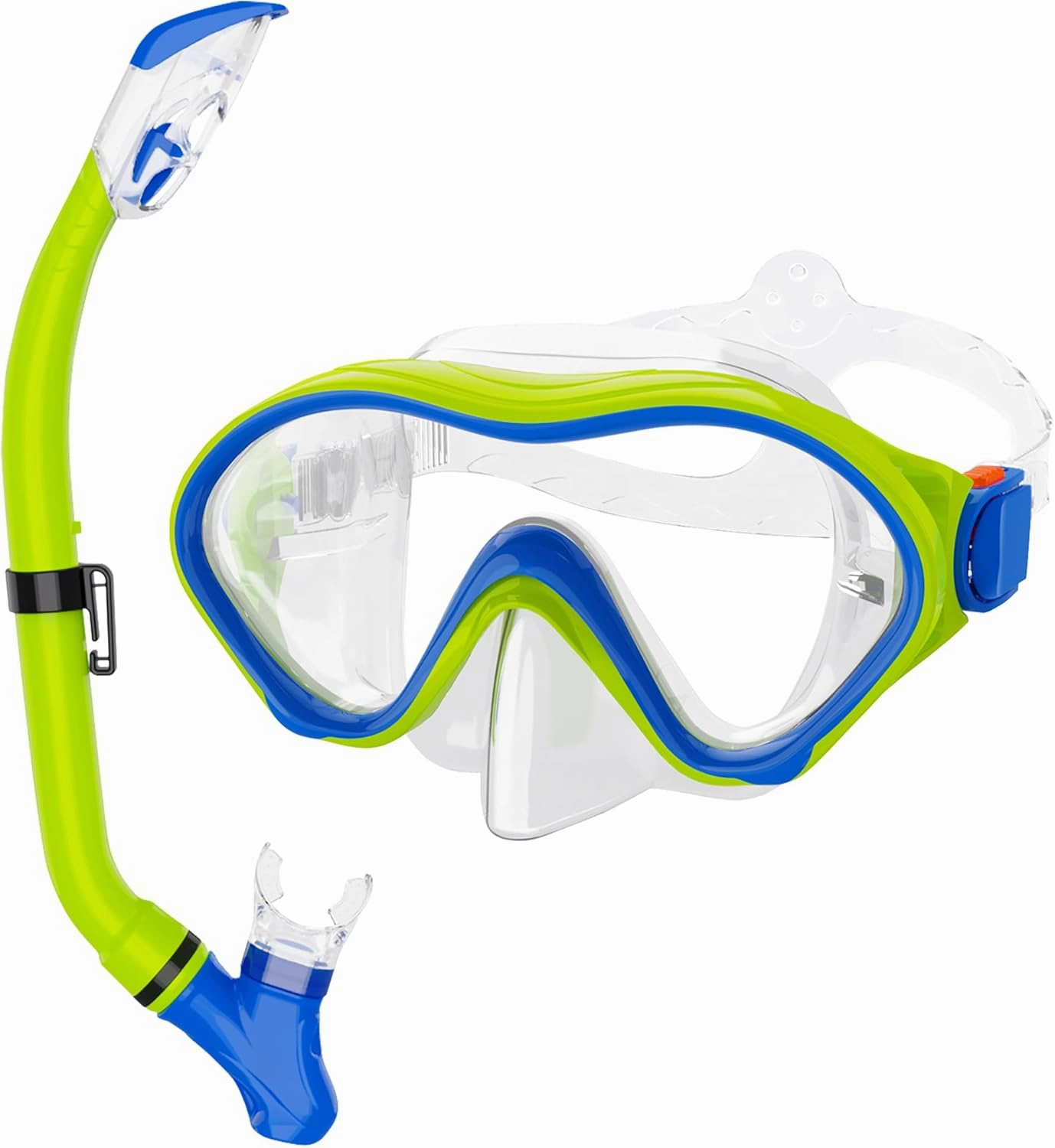 Snorkeling Gear for Kids with Foldable Silicone Full Dry Snorkel, Kids Snorkel Set Anti Leak Youth Junior Snorkeling Package Diving Mask Soft Tube with Mesh Bag Scuba Swimming Goggles