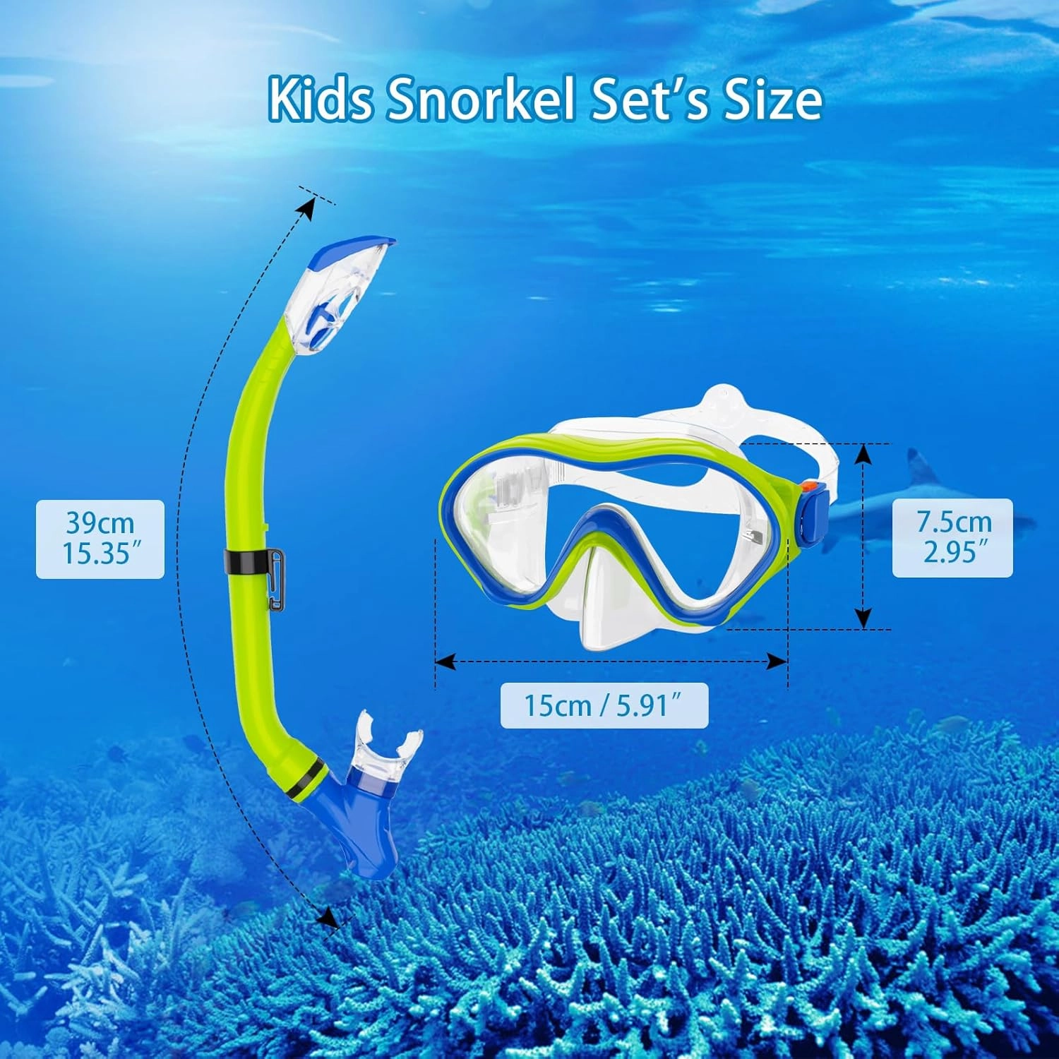Snorkeling Gear for Kids with Foldable Silicone Full Dry Snorkel, Kids Snorkel Set Anti Leak Youth Junior Snorkeling Package Diving Mask Soft Tube with Mesh Bag Scuba Swimming Goggles