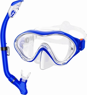 Snorkeling Gear for Kids with Foldable Silicone Full Dry Snorkel, Kids Snorkel Set Anti Leak Youth Junior Snorkeling Package Diving Mask Soft Tube with Mesh Bag Scuba Swimming Goggles