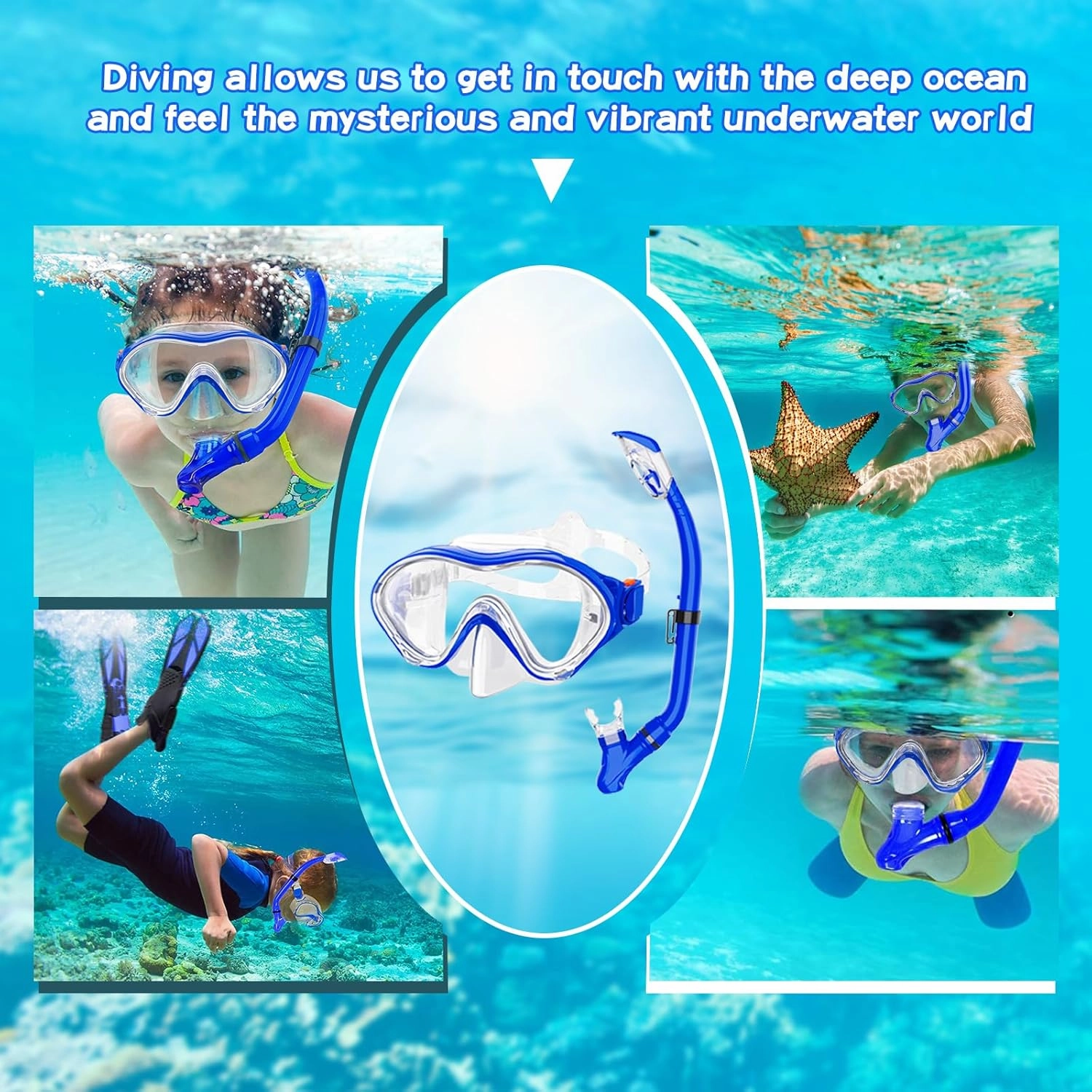 Snorkeling Gear for Kids with Foldable Silicone Full Dry Snorkel, Kids Snorkel Set Anti Leak Youth Junior Snorkeling Package Diving Mask Soft Tube with Mesh Bag Scuba Swimming Goggles