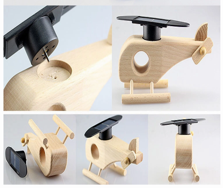 Solar Helicopter Wooden Toy Fun Science STEM Toys for Kids