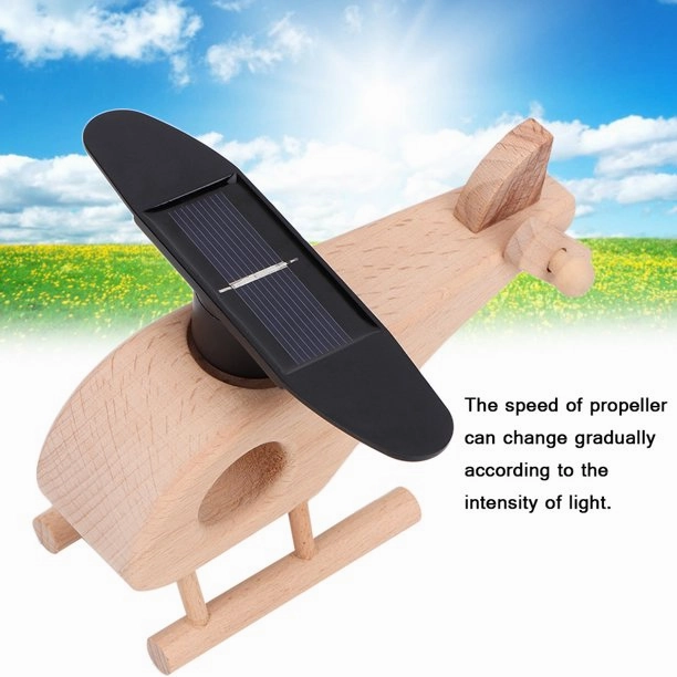 Solar Helicopter Wooden Toy Fun Science STEM Toys for Kids