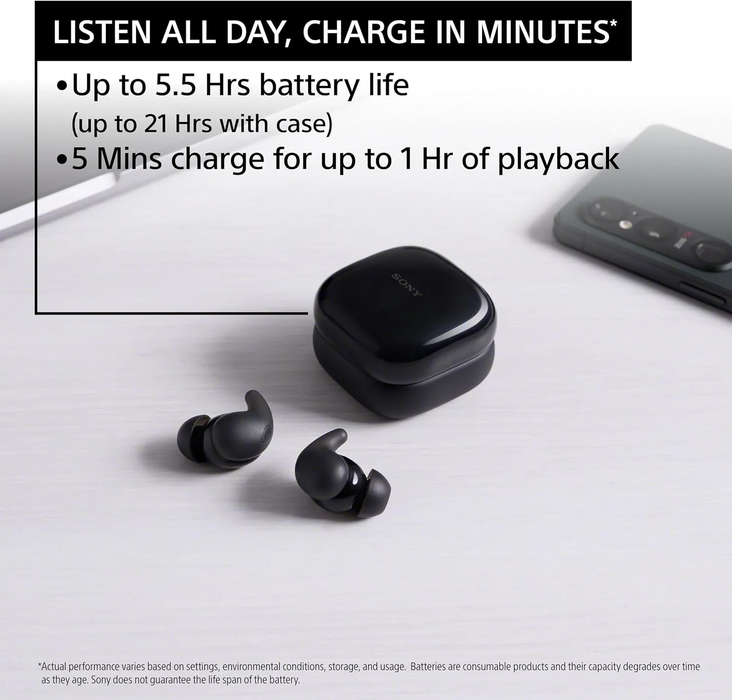 Sony - LinkBuds Fit True Wireless Noise Canceling Earbuds - White