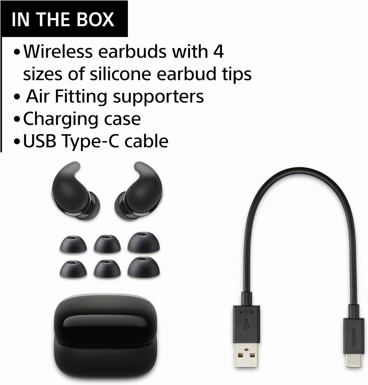 Sony LinkBuds Fit Truly Wireless Noise Canceling Earbud Headphones, Small & Light with Newly Developed Air Fitting Supporters, Black