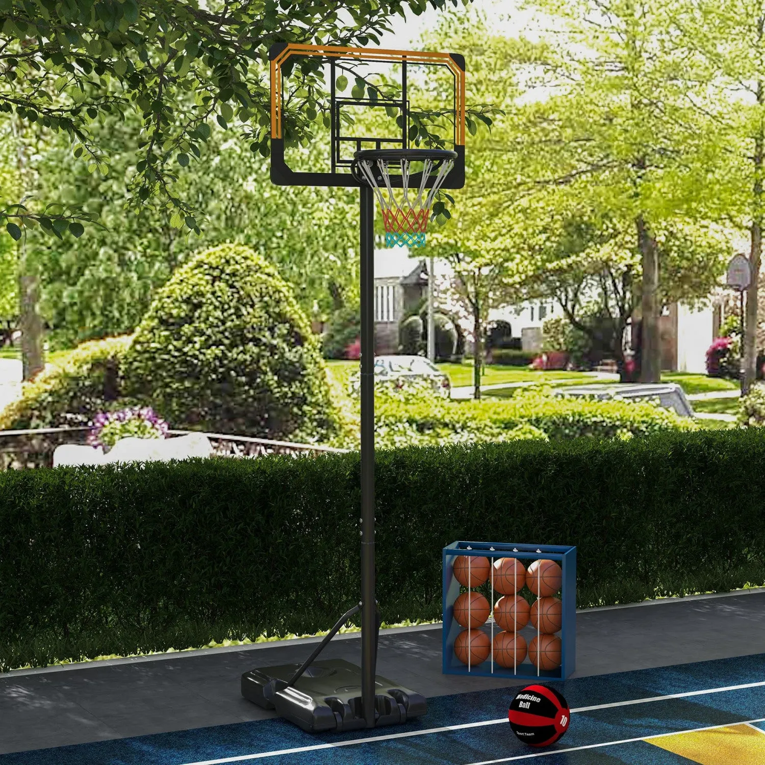 Soozier 6-7ft Basketball Hoop And Stand With 18" Shatterproof Backboard