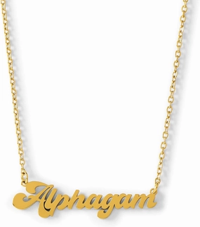 Sorority Shop Alpha Gamma Delta Necklace — Retro Font Design with 18K Gold Plating, Alpha Gamma Delta Gifts for Women