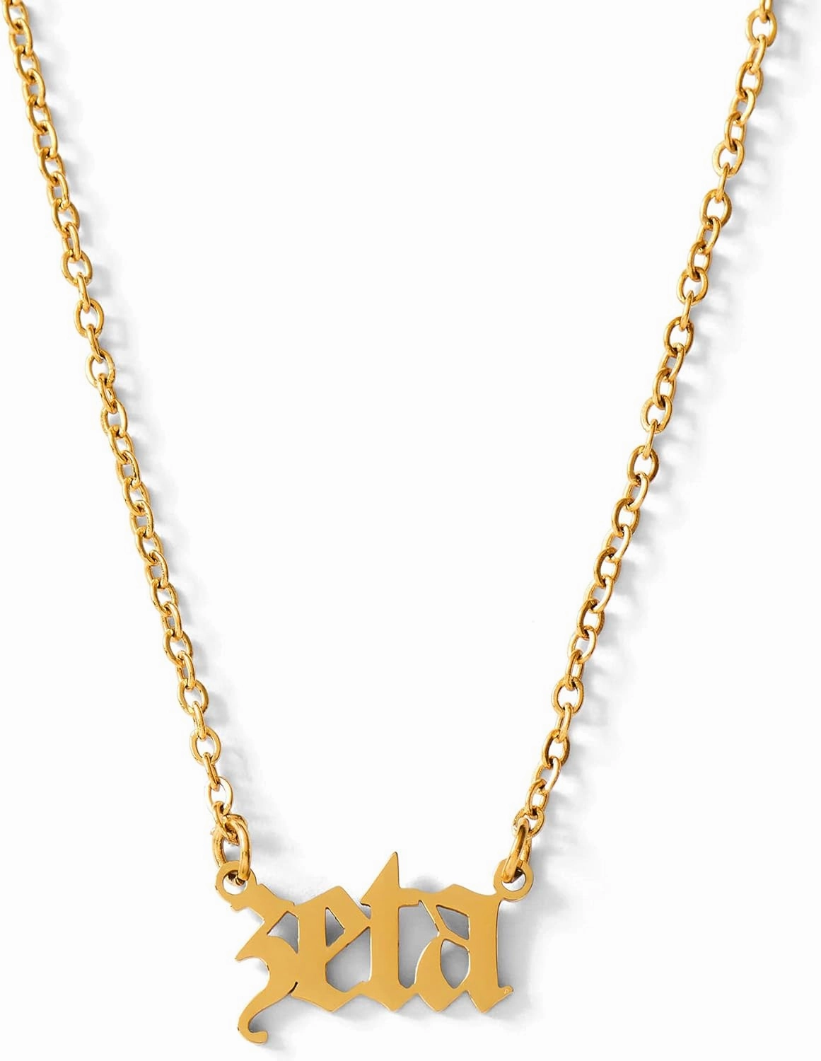 Sorority Shop Zeta Tau Alpha Necklace - ZTA Old English Font Design, 18K Gold Plated, Zeta Tau Alpha Gifts for Women