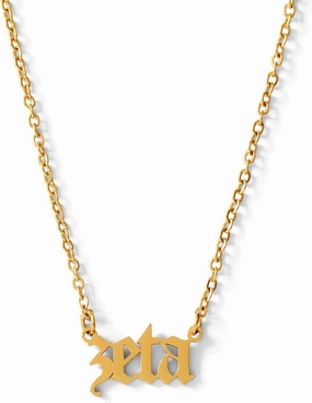Sorority Shop Zeta Tau Alpha Necklace - ZTA Old English Font Design, 18K Gold Plated, Zeta Tau Alpha Gifts for Women