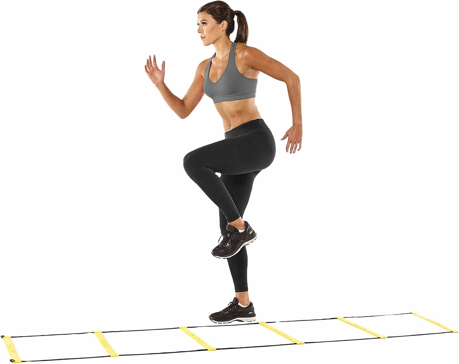 Speed and Agility Ladder Training Equipment Yellow 12 Rung Ladder Free Carrying Bag   10 Speed Cones (5 Orange   5 Yellow)   4 Pegs & D-Rings Soccer Football