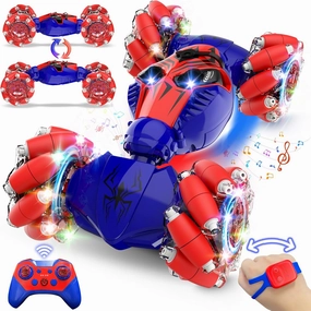 Spider Remote Control Stunt Car: Christmas Birthday Gifts for Boys Toys Ages 6-12 - 2.4Ghz Gesture Sensing Remote Control Cars with Light and Music Spray - 8WD Drift 360° Rotating RC Car for 7-14 Kids