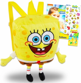 Spongebob Squarepants Plush Doll Gift Set - Bundle with 14" Deluxe Spongebob Plush Toy with Carrying Straps, Stickers, Tattoos, More | Spongebob Gifts for Kids, Boys, Girls