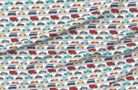 Spoonflower Fabric - Colorful Cars Large Bus Trucks Boy Car Printed on Polartec(R) Fleece Fabric by The Yard - Sewing Blankets Loungewear and No-Sew Projects
