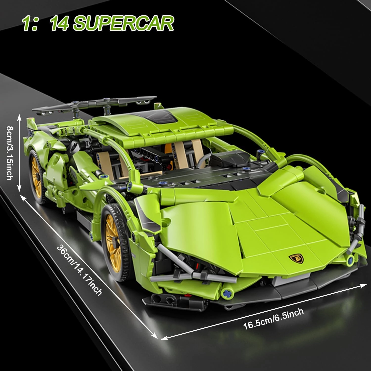 Sport Race Car Building Block Sets for Adults Boys,Green Racing Supercar Toys Kits with LED Light Collectible 1:14 Model Construction Birthday Gifts for Teens Age 8-12 12-16,14 14 (1254 PCS)