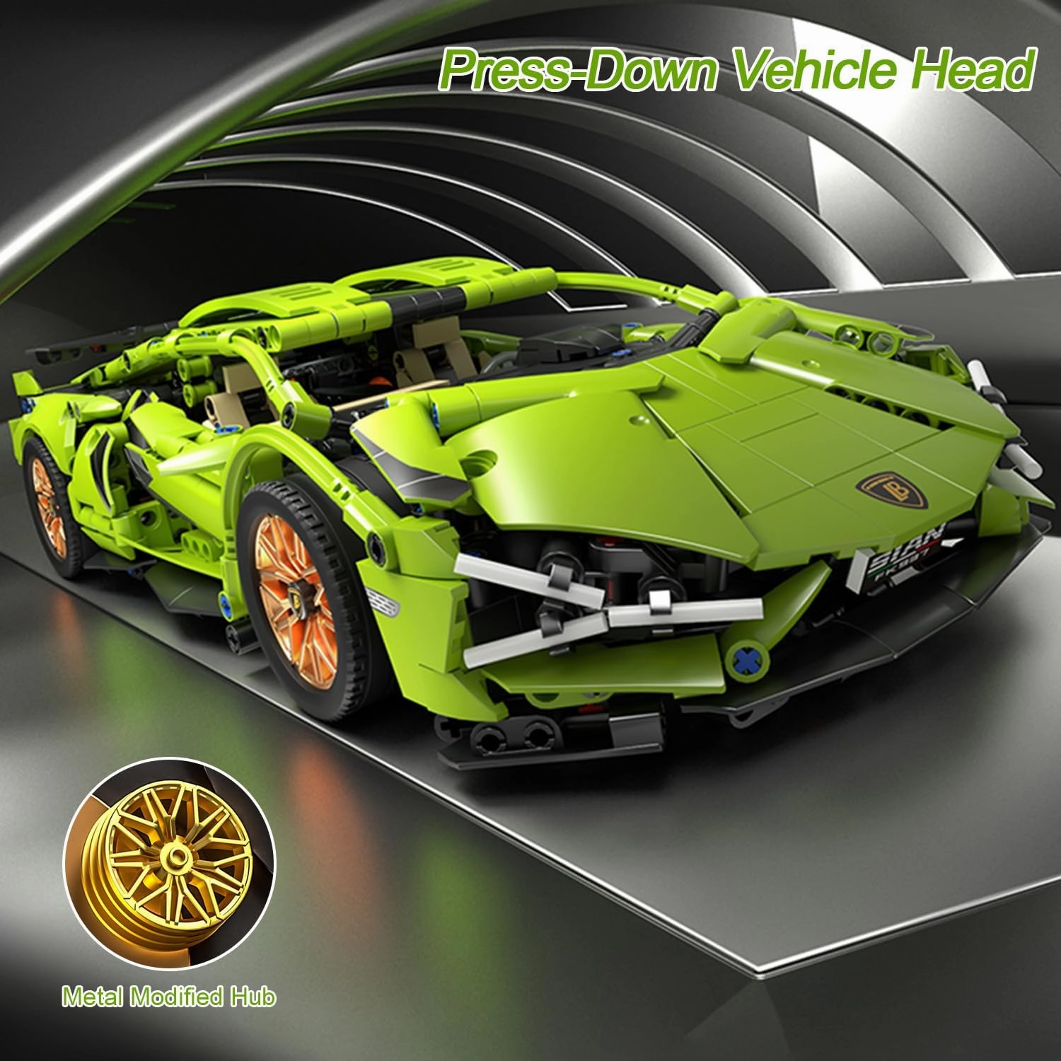 Sport Race Car Building Block Sets for Adults Boys,Green Racing Supercar Toys Kits with LED Light Collectible 1:14 Model Construction Birthday Gifts for Teens Age 8-12 12-16,14 14 (1254 PCS)